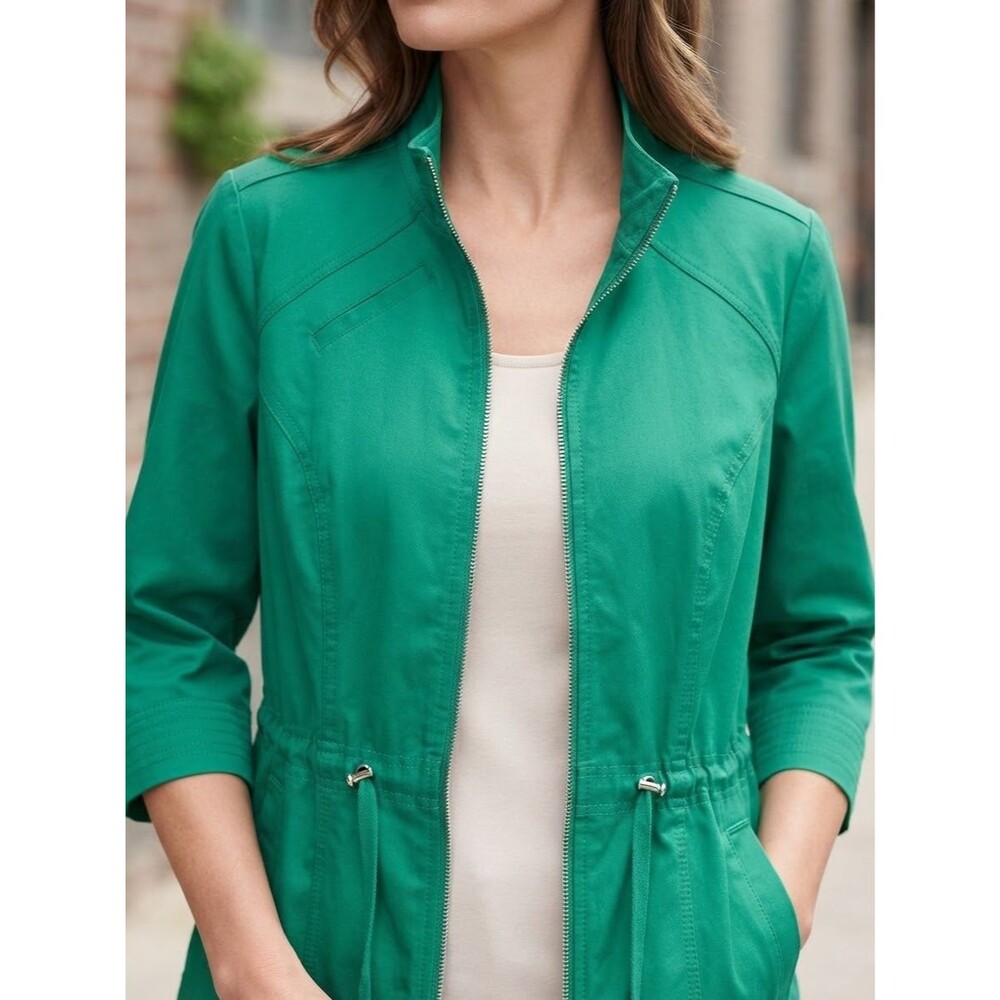 Zenergy Green Full Zip Lightweight Jacket Women's Size XS (0) Casual Pockets